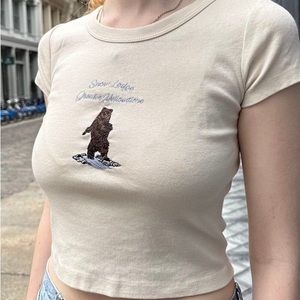 Brandy Melville Ashlyn Snow Lodge Bear Yellowstone Top